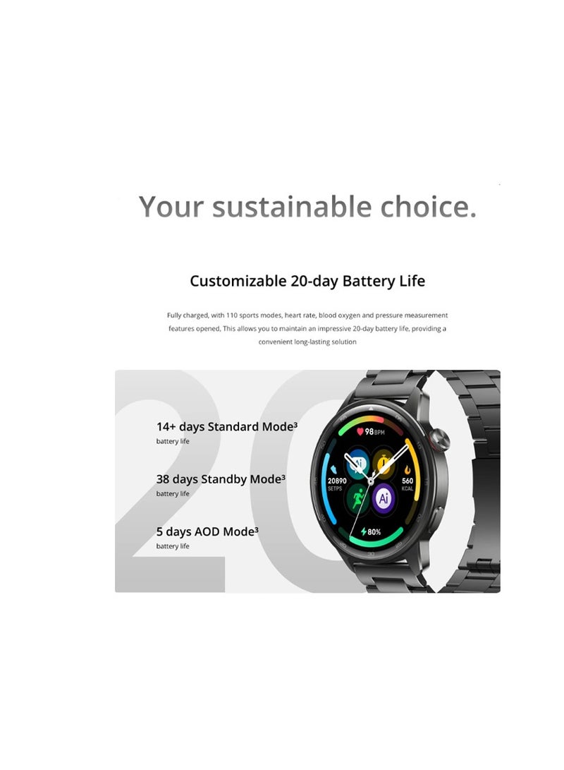 ريل مي 380 mAh New realme Watch S2 SmartWatch 1.43'' AMOLED Display Blood Oxygen Sensor 20 Days Battery Life, Battery Watch Black  - Image 3