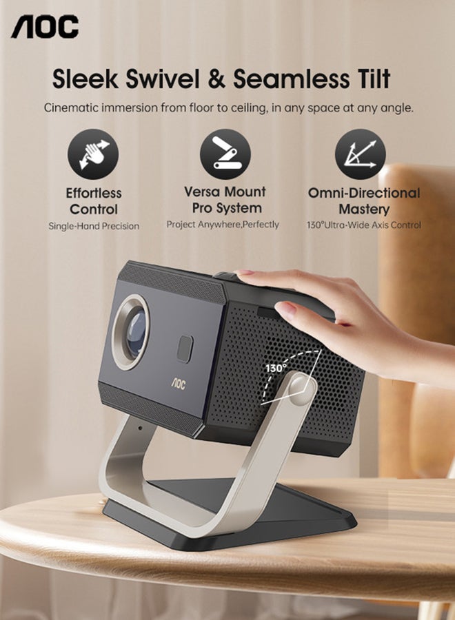 AOC - Portable Projector Full HD 4K/1080P, Autofocus/Auto Keystone Correction/Adjustable Angle/Projector with Wifi6 and Bluetooth,15000 Lumen,Compatible with iOS/Android/PC/PS4/PS5 for Work and Gaming XL3-500 Black - Image 1
