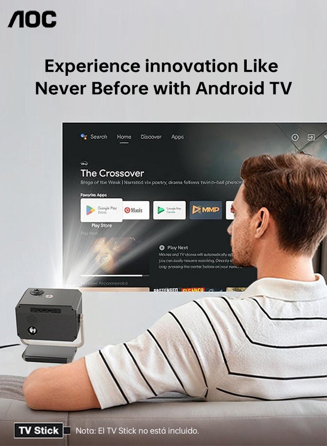 AOC - Portable Projector Full HD 4K/1080P, Autofocus/Auto Keystone Correction/Adjustable Angle/Projector with Wifi6 and Bluetooth,15000 Lumen,Compatible with iOS/Android/PC/PS4/PS5 for Work and Gaming XL3-500 Black - Image 1
