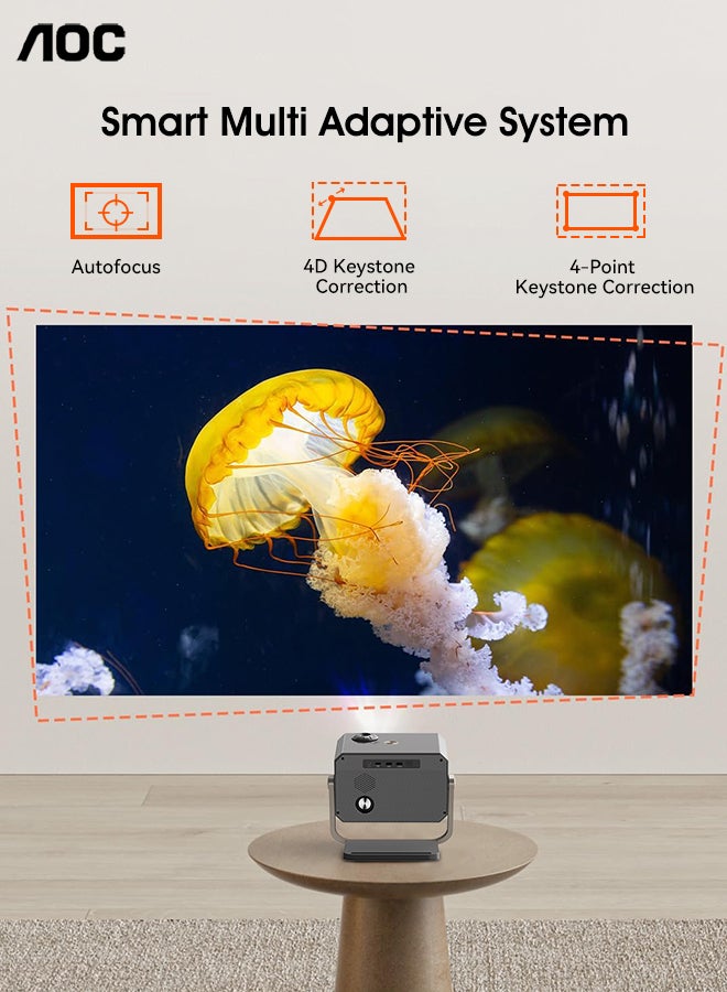 AOC Portable Projector Full HD 4K/1080P, Autofocus/Auto Keystone Correction/Adjustable Angle/Projector with Wifi6 and Bluetooth,15000 Lumen,Compatible with iOS/Android/PC/PS4/PS5 for Work and Gaming XL3-500 Noble Pro - Image 4