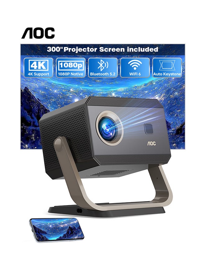 AOC Portable Projector Full HD 4K/1080P, Autofocus/Auto Keystone Correction/Adjustable Angle/Projector with Wifi6 and Bluetooth,15000 Lumen,Compatible with iOS/Android/PC/PS4/PS5 for Work and Gaming XL3-500 Noble Pro - Image 1