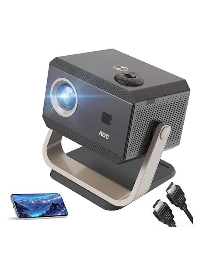 اي او سي جهاز عرض محمول بدقة 4K/1080P، تركيز تلقائي/تصحيح تلقائي للزاوية/زاوية قابلة للتعديل/جهاز عرض مع Wifi6 وبلوتوث، 15000 لومن، متوافق مع iOS/Android/PC/PS4/PS5 للعمل والألعاب - Image 1