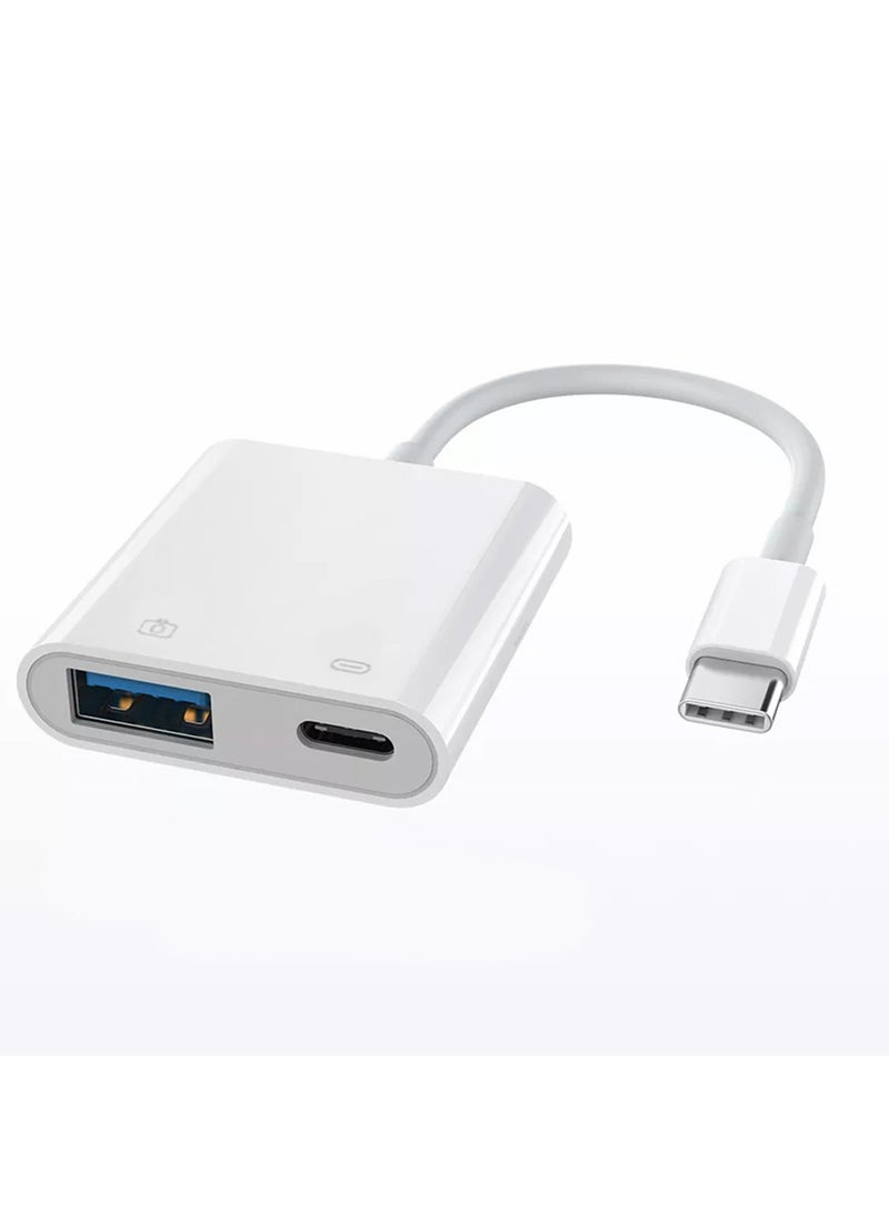 MARGOUN - (For Samsung Galaxy S23 FE) USB-C Camera Adapter Plug and Play 3.0 OTG Adapter with Charging Port Support Card Reader, USB Flash Drive, Keyboard and Mouse White - Image 1