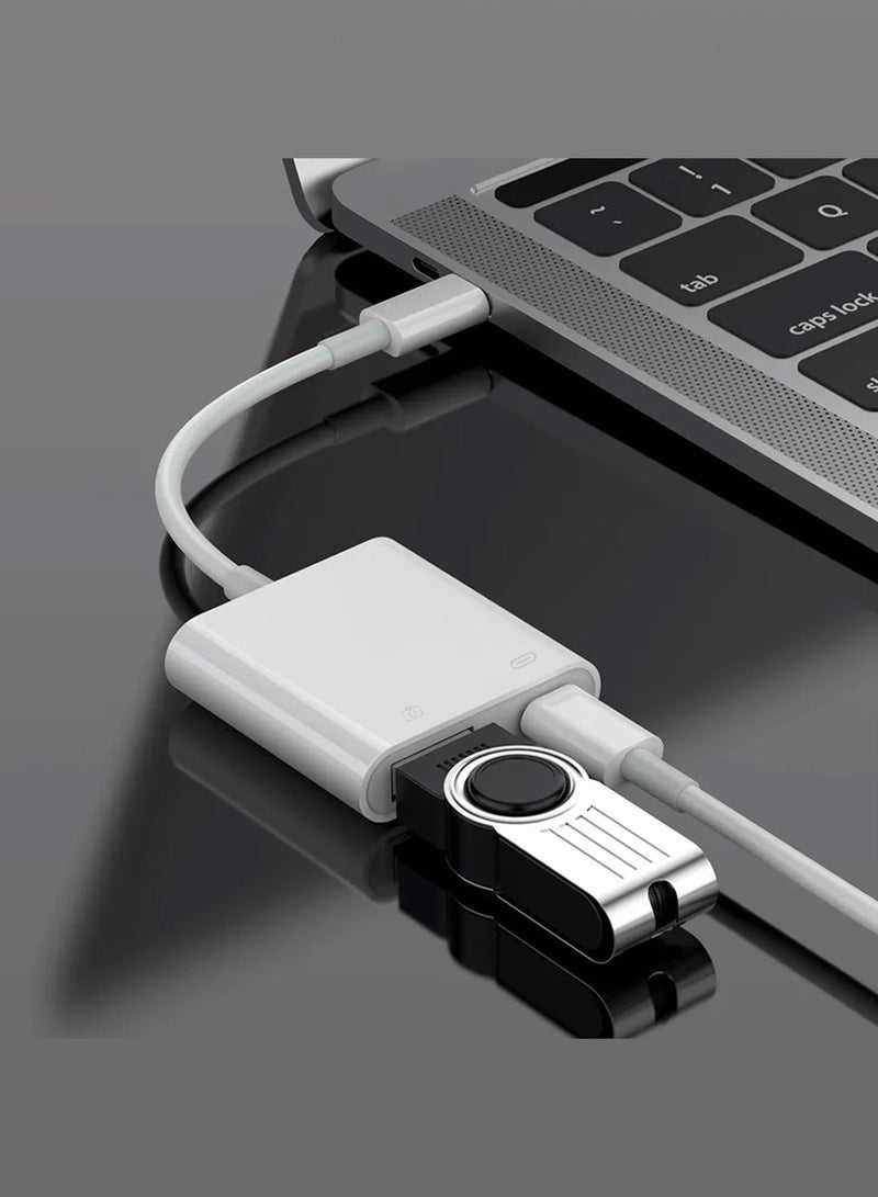 MARGOUN - (For Samsung Galaxy S23 FE) USB-C Camera Adapter Plug and Play 3.0 OTG Adapter with Charging Port Support Card Reader, USB Flash Drive, Keyboard and Mouse White - Image 1