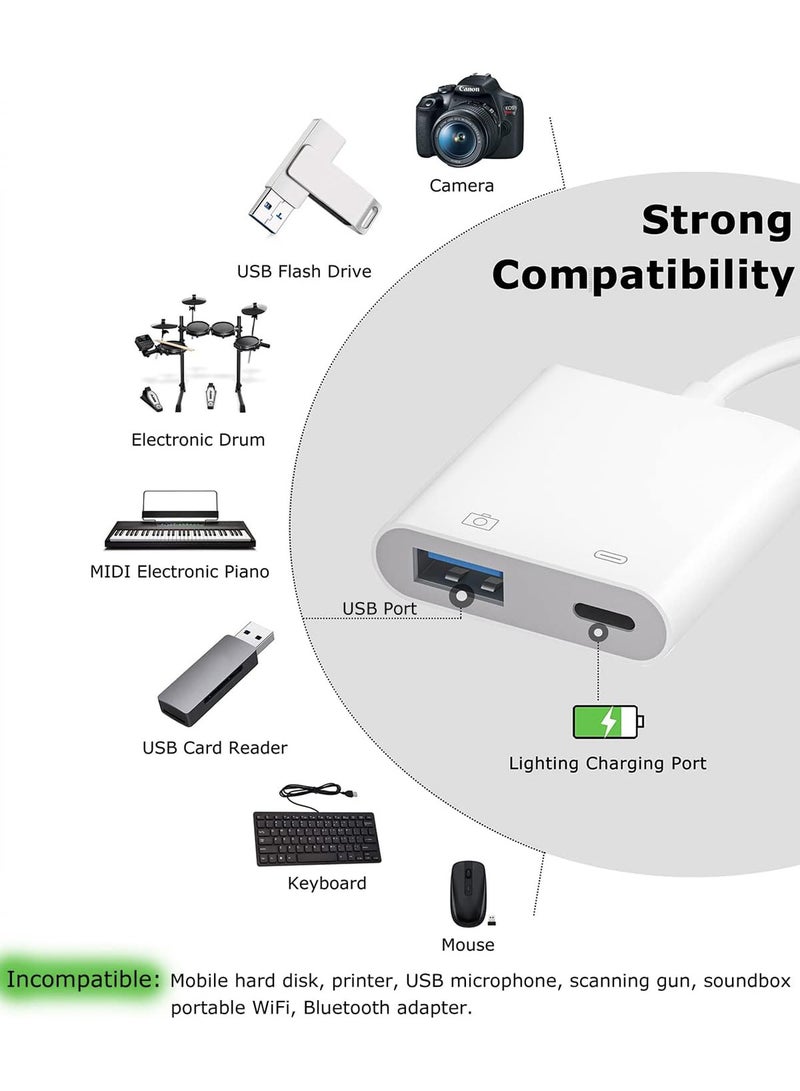 MARGOUN - USB-C Camera Adapter Type-C to USB 3.0 OTG Adapter with Charging Port for Type-C Android Phones Support Card Reader, USB Flash Drive, Keyboard, Mouse, Plug and Play White - Image 1
