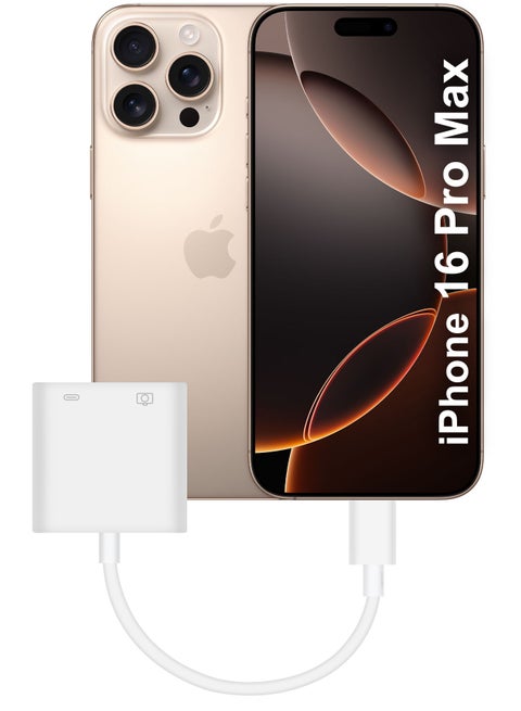 (For Apple iPhone 16 Pro Max) USB-C Camera Adapter Plug and Play 3.0 OTG Adapter with Charging Port Support Card Reader, USB Flash Drive, Keyboard and Mouse White