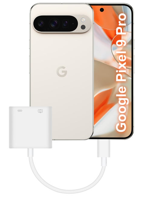 (For Google Pixel 9 Pro) USB-C Camera Adapter Plug and Play 3.0 OTG Adapter with Charging Port Support Card Reader, USB Flash Drive, Keyboard and Mouse White