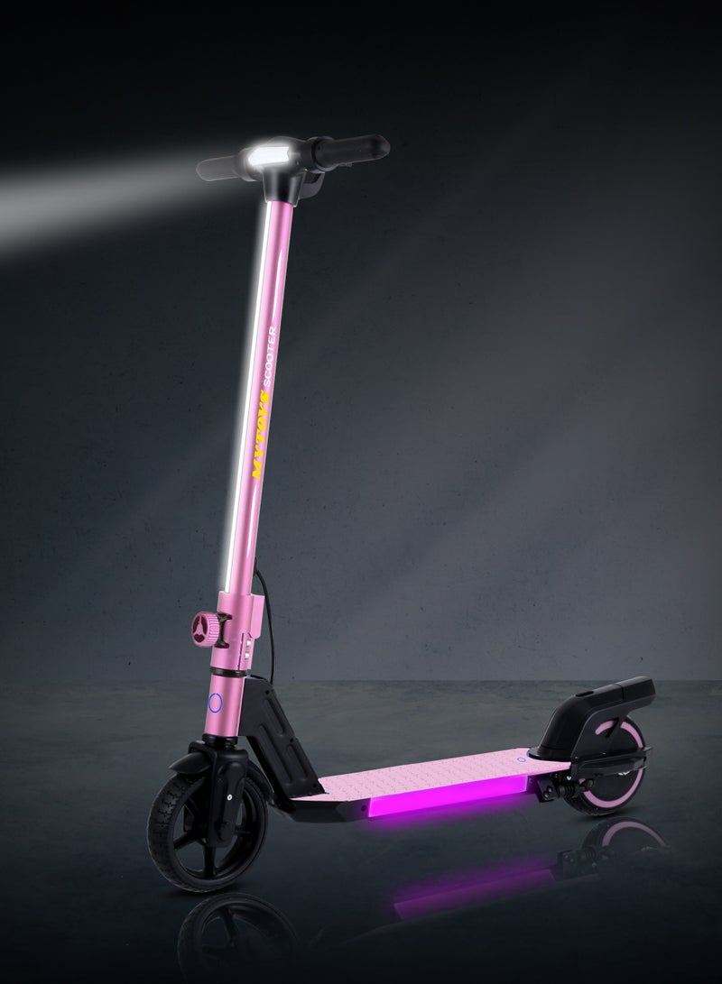 مايتويز - 2 Wheels Electric Scooter for Kids, 130W Motor, 21.6V 2.5Ah Lithium Battery, 16KM/H Max Speed, Light-up Non slip Deck, Kids Foldable Scooter With LED Lights and Deck Lights - Image 1