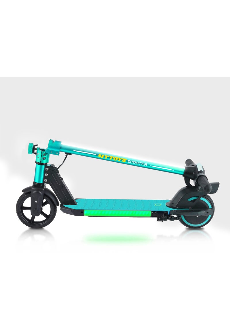 مايتويز 2 Wheels Electric Scooter for Kids, 130W Motor, 21.6V 2.5Ah Lithium Battery, 16KM/H Max Speed, Light-up Non slip Deck, Kids Foldable Scooter With LED Lights and Deck Lights  - Image 3