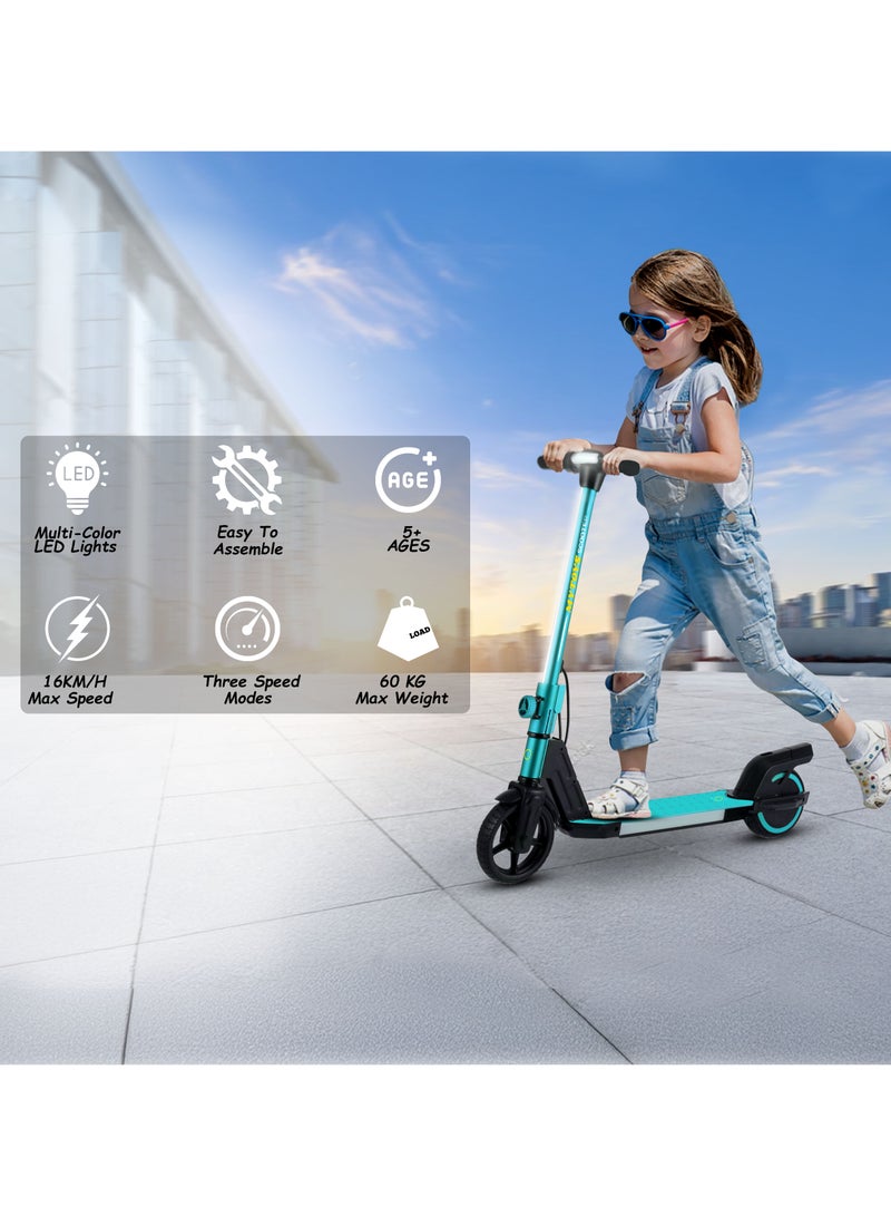 مايتويز 2 Wheels Electric Scooter for Kids, 130W Motor, 21.6V 2.5Ah Lithium Battery, 16KM/H Max Speed, Light-up Non slip Deck, Kids Foldable Scooter With LED Lights and Deck Lights  - Image 5