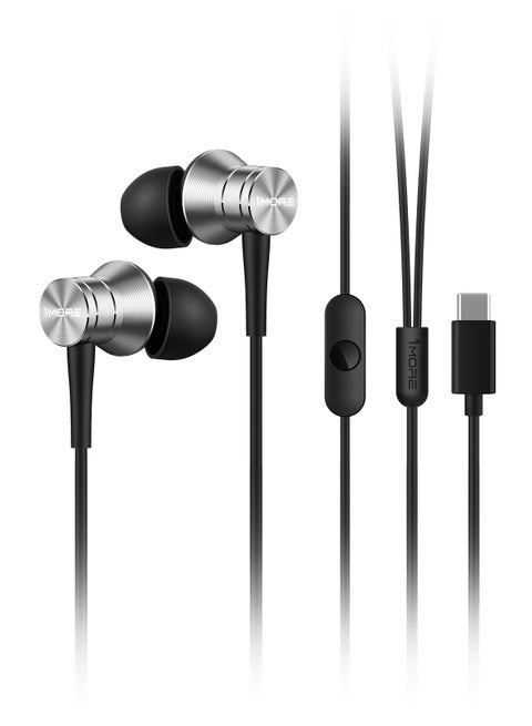 P10 Earphones, Wired, Type C, With Microphone, Deep Bass Silver