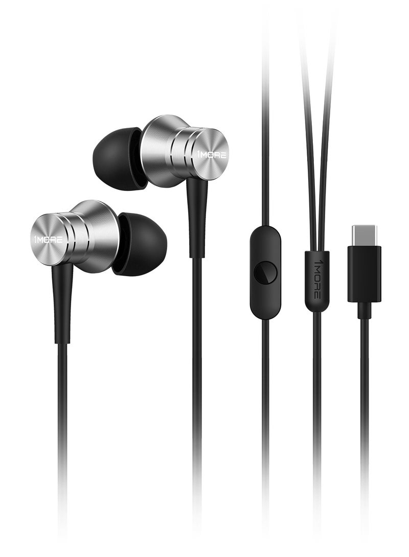 P10 Earphones, Wired, Type C, With Microphone, Deep Bass Silver