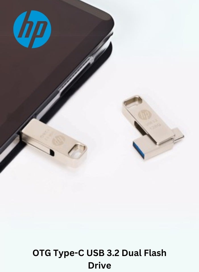 HP - 128GB x206c OTG Type-C USB 3.2 Dual Flash Drive for Iphone 15 Iphone 16 Android Tablet PC Laptop 128 GB - Image 1