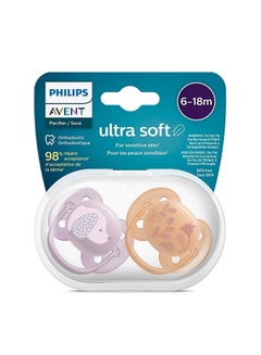 Ultra Soft Pacifier 6-18M Girl X2