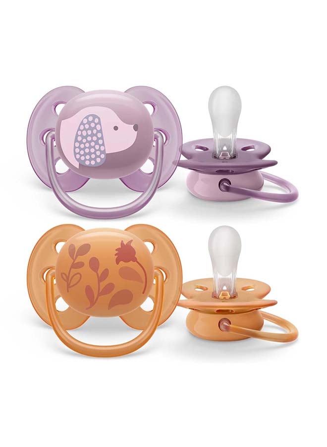 PHILIPS AVENT Ultra Soft Pacifier 6-18M Girl X2  - Image 1