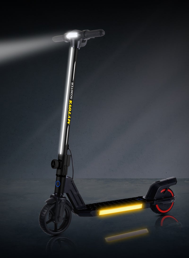 مايتويز - 2 Wheels Electric Scooter for Kids, 130W Motor, 21.6V 2.5Ah Lithium Battery, 16KM/H Max Speed, Light-up Non slip Deck, Kids Foldable Scooter With LED Lights and Deck Lights - Image 1