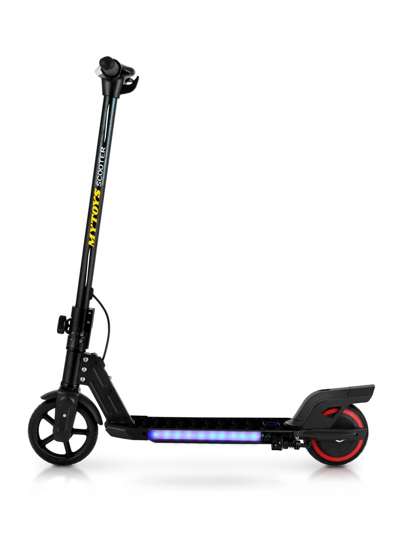 مايتويز - 2 Wheels Electric Scooter for Kids, 130W Motor, 21.6V 2.5Ah Lithium Battery, 16KM/H Max Speed, Light-up Non slip Deck, Kids Foldable Scooter With LED Lights and Deck Lights - Image 1