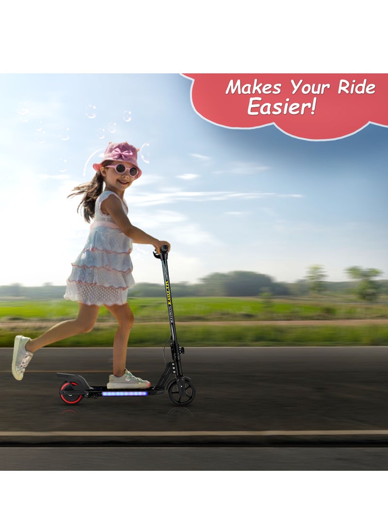 مايتويز - 2 Wheels Electric Scooter for Kids, 130W Motor, 21.6V 2.5Ah Lithium Battery, 16KM/H Max Speed, Light-up Non slip Deck, Kids Foldable Scooter With LED Lights and Deck Lights - Image 1
