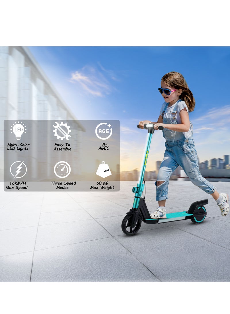 مايتويز - 2 Wheels Electric Scooter for Kids, 130W Motor, 21.6V 2.5Ah Lithium Battery, 16KM/H Max Speed, Light-up Non slip Deck, Kids Foldable Scooter With LED Lights and Deck Lights - Image 1