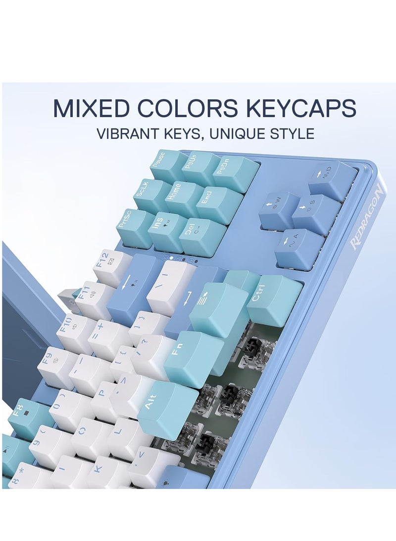 REDRAGON - Gaming Keyboard K707 PRO - RGB  with 80% Wireless Gasket, 3 Modes and 87 Keys, TKL Mechanical Keyboard with Hot Swap Socket, PBT Round Keycaps and Noise Damping - Image 1