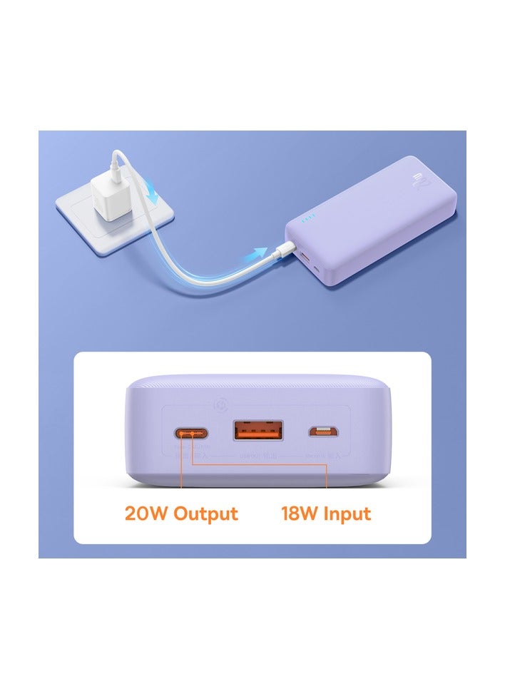 Baseus Airpow Power Bank with 20W Fast Charging | Compact Design with Dual Input & Output Ports Purple - Image 5