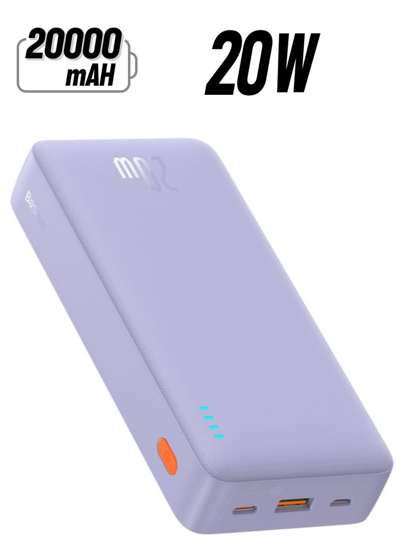 Baseus Airpow Power Bank with 20W Fast Charging | Compact Design with Dual Input & Output Ports Purple - Image 1