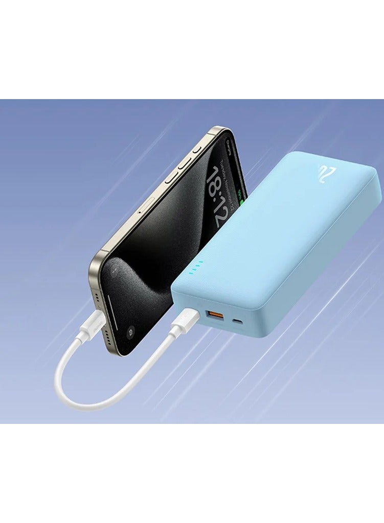 20000 mAh Airpow Power Bank with 20W Fast Charging | Compact Design with Dual Input & Output Ports Blue