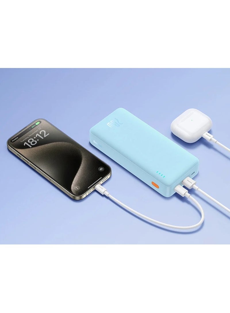 20000 mAh Airpow Power Bank with 20W Fast Charging | Compact Design with Dual Input & Output Ports Blue