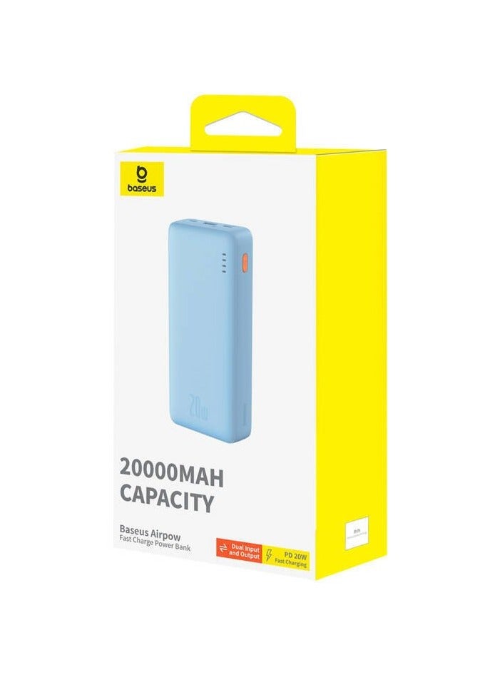 20000 mAh Airpow Power Bank with 20W Fast Charging | Compact Design with Dual Input & Output Ports Blue