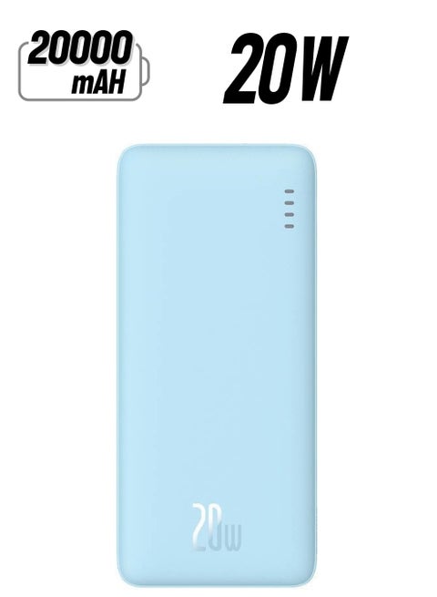 20000 mAh Airpow Power Bank with 20W Fast Charging | Compact Design with Dual Input & Output Ports Blue