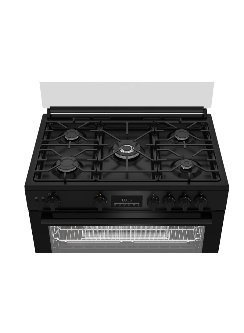 بيكو Beko Freestanding Cooker (Fan-assisted, Cooling Fan, Gas, 90 cm) BGGR11225GB BGGR 11225 GB Black  - Image 4