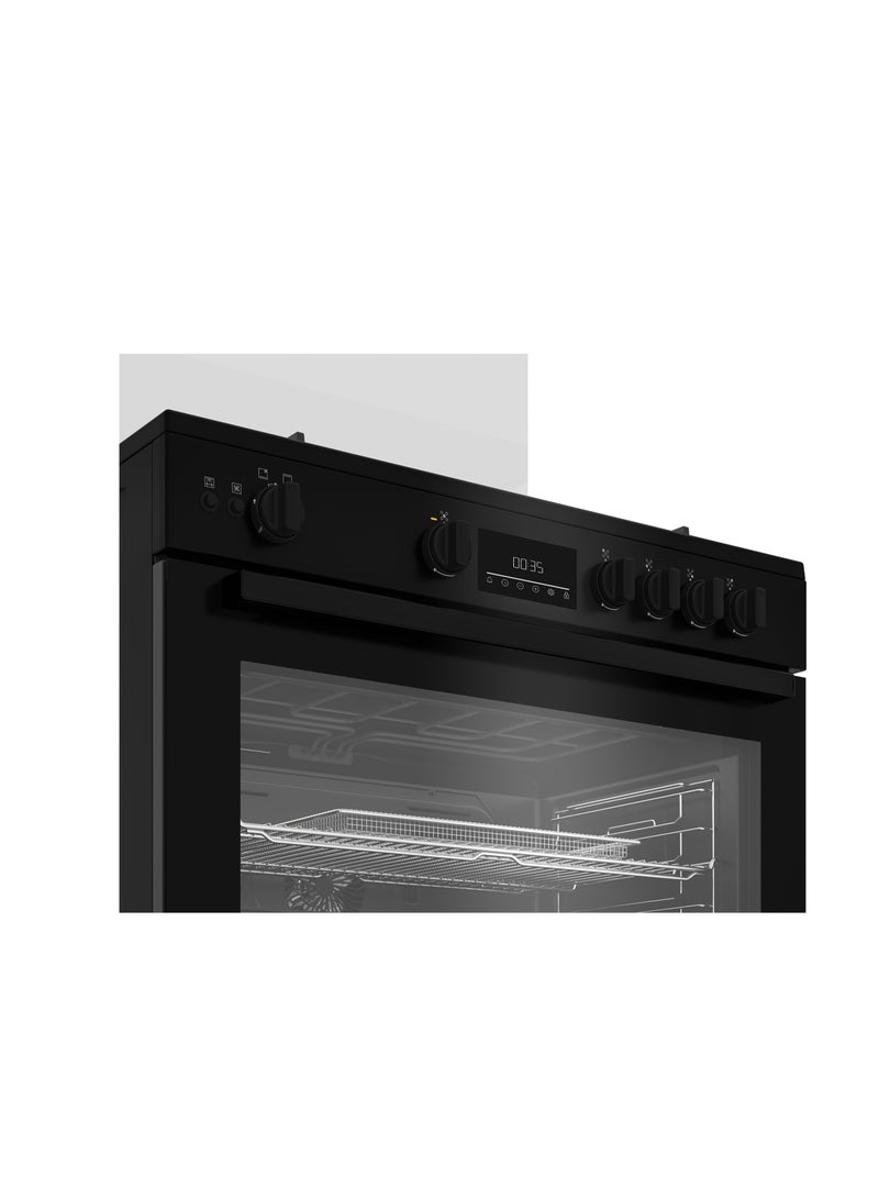 بيكو Beko Freestanding Cooker (Fan-assisted, Cooling Fan, Gas, 90 cm) BGGR11225GB BGGR 11225 GB Black  - Image 3