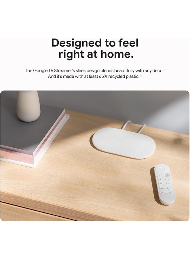 جوجل - TV Streamer 4K - Fast Streaming Entertainment on Your TV with Voice Search Remote - Watch Movies, Shows, Live TV, and Netflix in 4K HDR - Smart Home Control - 32 GB of Storage - Porcelain C1930110 / GA05662-AU White - Image 1
