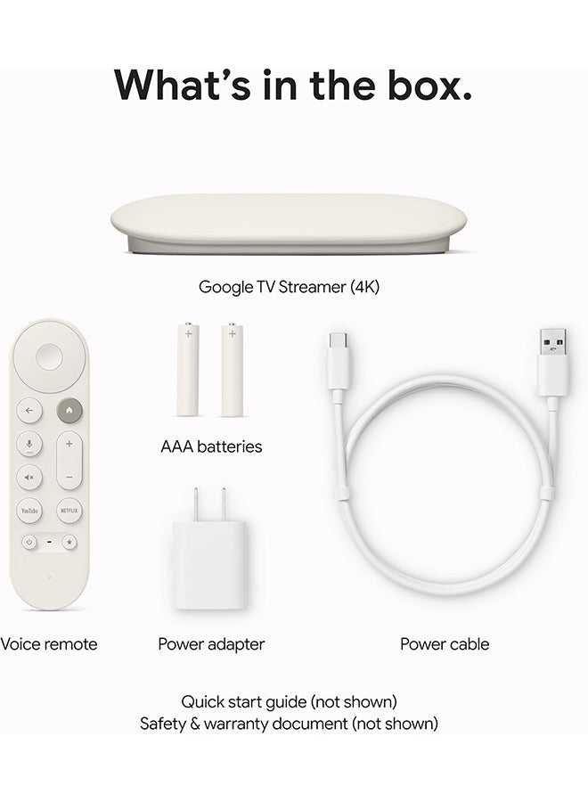 جوجل - TV Streamer 4K - Fast Streaming Entertainment on Your TV with Voice Search Remote - Watch Movies, Shows, Live TV, and Netflix in 4K HDR - Smart Home Control - 32 GB of Storage - Porcelain C1930110 / GA05662-AU White - Image 1