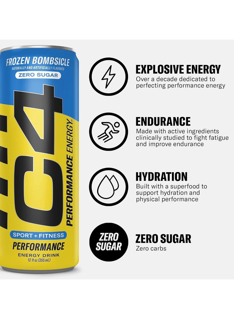 CELLUCOR C4 Performance Energy Drink Pre-Workout - Frozen Bombsicle - (Pack of 12) - Image 3