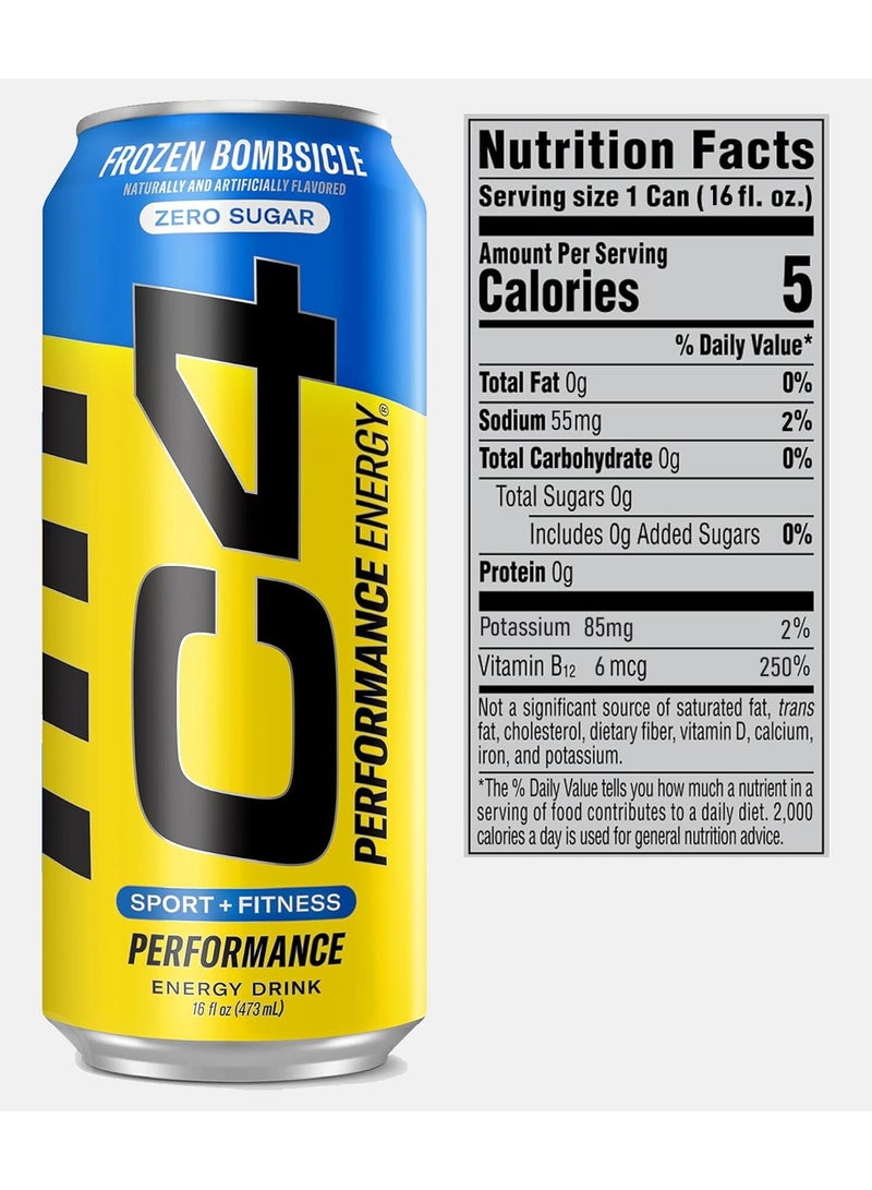CELLUCOR C4 Performance Energy Drink Pre-Workout - Frozen Bombsicle - (Pack of 12) - Image 2