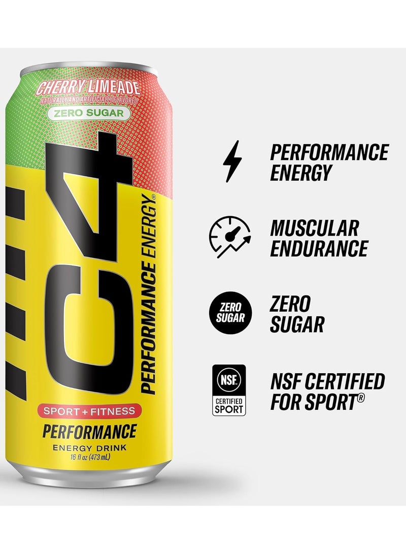 CELLUCOR C4 Performance Energy Drink Pre-Workout - Cherry Limeade - (Pack of 12)  - Image 3