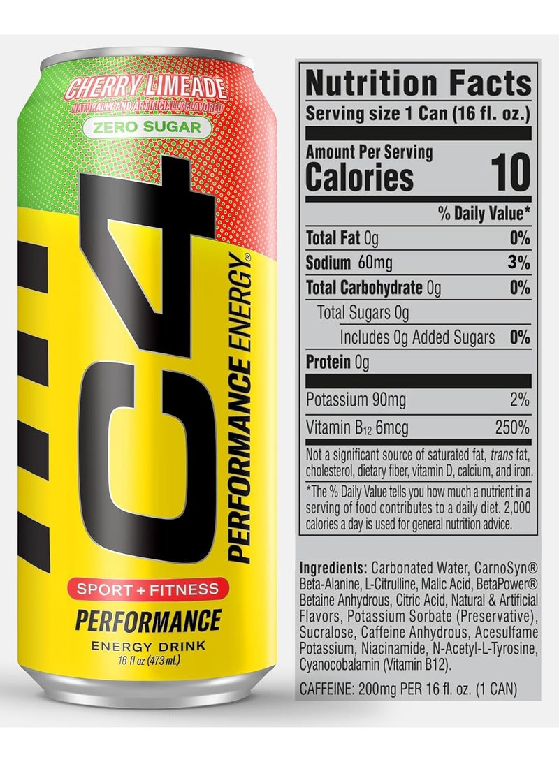 CELLUCOR C4 Performance Energy Drink Pre-Workout - Cherry Limeade - (Pack of 12)  - Image 2