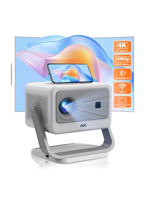 Mini Projector, Portable Projector 4K Support, 12000 Luemn/Electric Focus/Projector with Wifi and Bluetooth,Dust Removal and Heat Dissipation Design, Compatible with Android/PS5 for Home Theater XL3-300 Grey