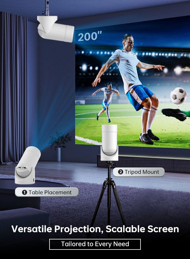 AOC - AOC Mini Projector with WiFi and Bluetooth, Portable Projector Full HD 4K Support with 180° Rotation Adjustment, 220 ANSI Lumens,Vertical Auto Keystone Correction, Home Projector for Phone/Laptop XL2-220 white - Image 1