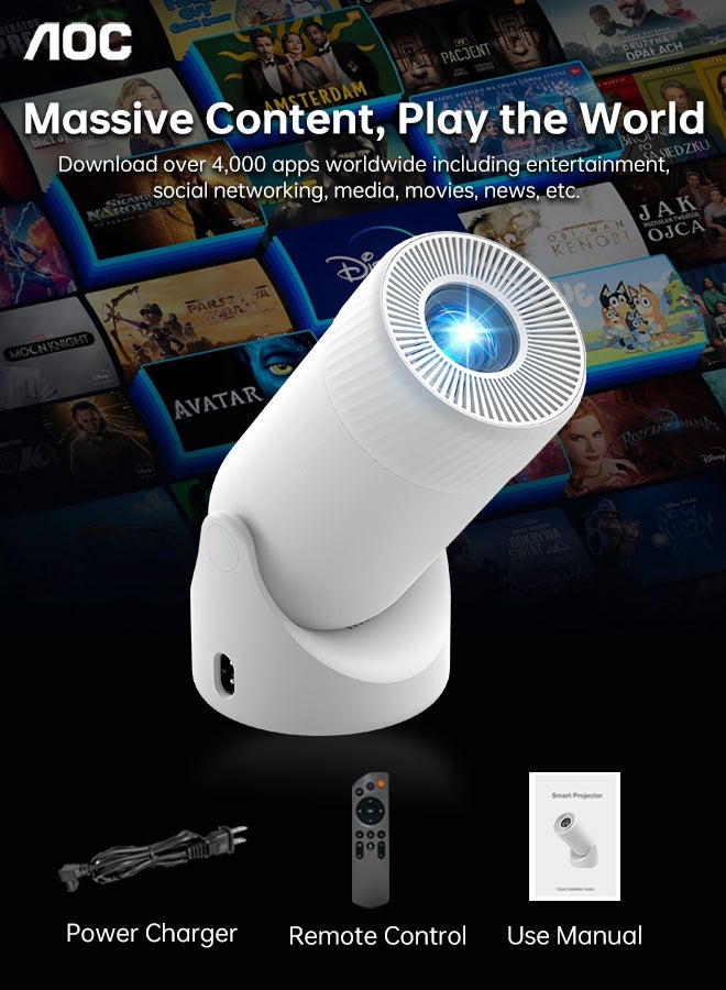 AOC Mini Projector with WiFi and Bluetooth, Portable Projector Full HD 4K Support with 180° Rotation Adjustment, 220 ANSI Lumens,Vertical Auto Keystone Correction, Home Projector for Phone/Laptop XL2-220 Luxor - Image 4