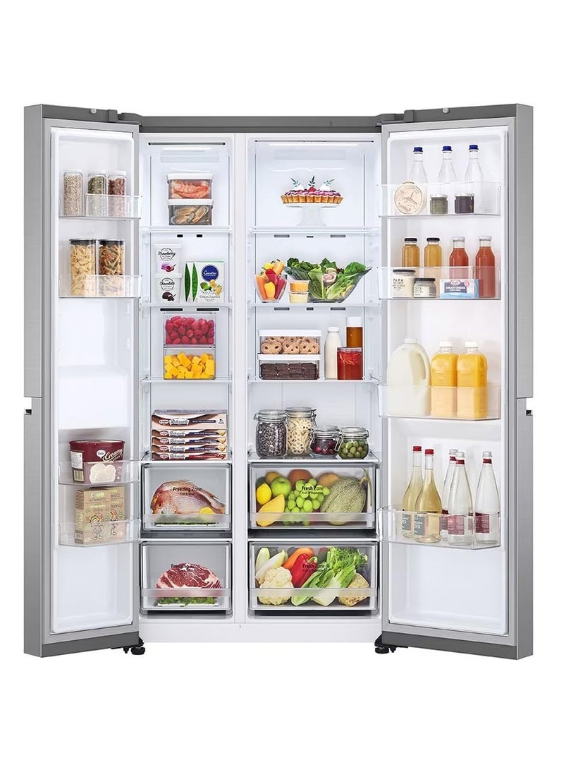 LG Refrigerator 655 Liter, Smart Inverter Compressor, Multi Air Flow, Voice-Controlled, Ultra Sleek Door, Silver ( GC-B257SLWL ) 655 L GC-B257SLWL Platinum Silver - Image 2
