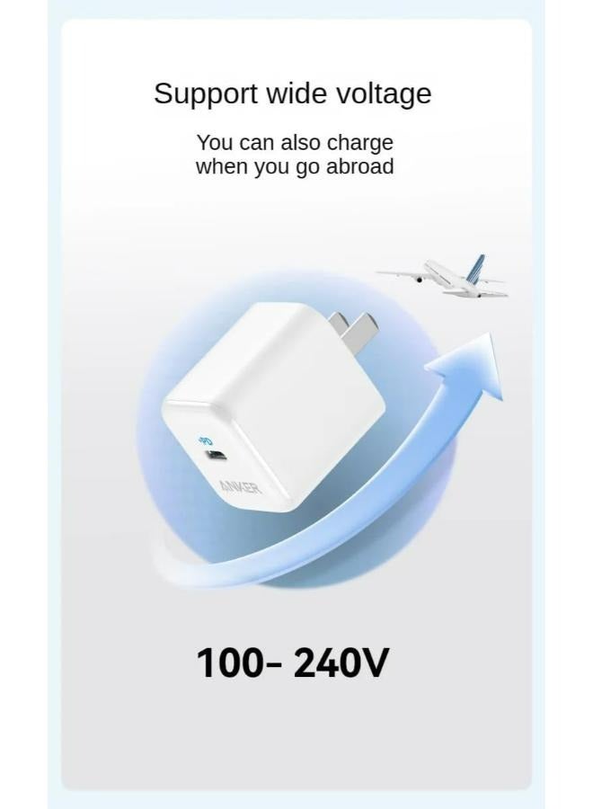 آنكر - USB C Charger 20W, Anker 312 Charger, PD Compact Fast Charger with Foldable Plug for iPhone 15/15 Plus/15 Pro/15 Pro Max, 14/13/12 Series, Galaxy, Pixel 4/3, iPad (Cable Not Included) White - Image 1