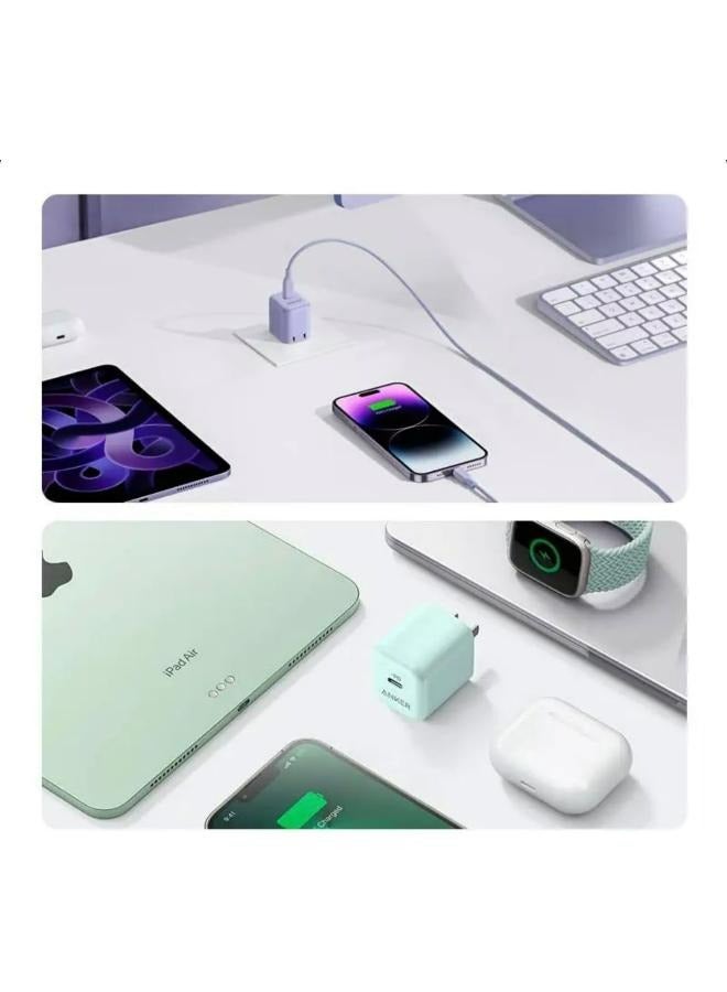 آنكر - USB C Charger 20W, Anker 312 Charger, PD Compact Fast Charger with Foldable Plug for iPhone 15/15 Plus/15 Pro/15 Pro Max, 14/13/12 Series, Galaxy, Pixel 4/3, iPad (Cable Not Included) White - Image 1