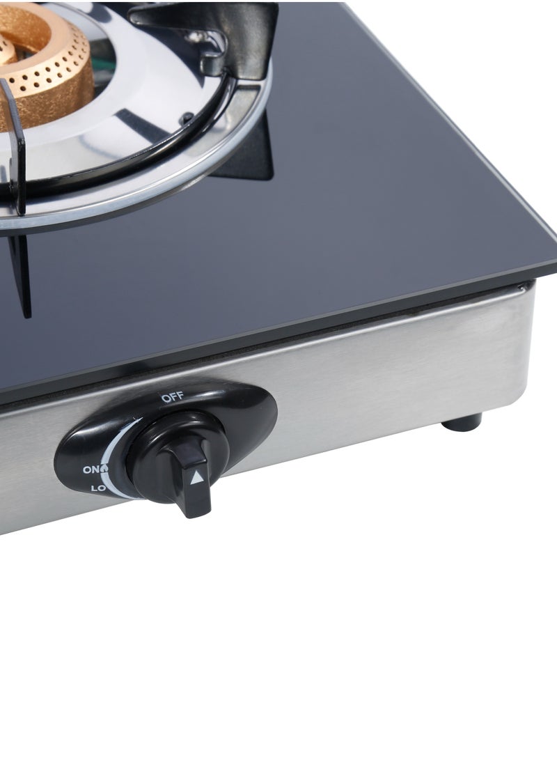 Clikon 2- Burner Glass Top Gas Cooker- Stainless Steel Frame and Tray, Double Burner Gas Stove with Low Gas Consumption and Improved Gas Flow for Efficient Heating, Auto-Piezo Ignition System CK4278 Black and Silver - Image 5