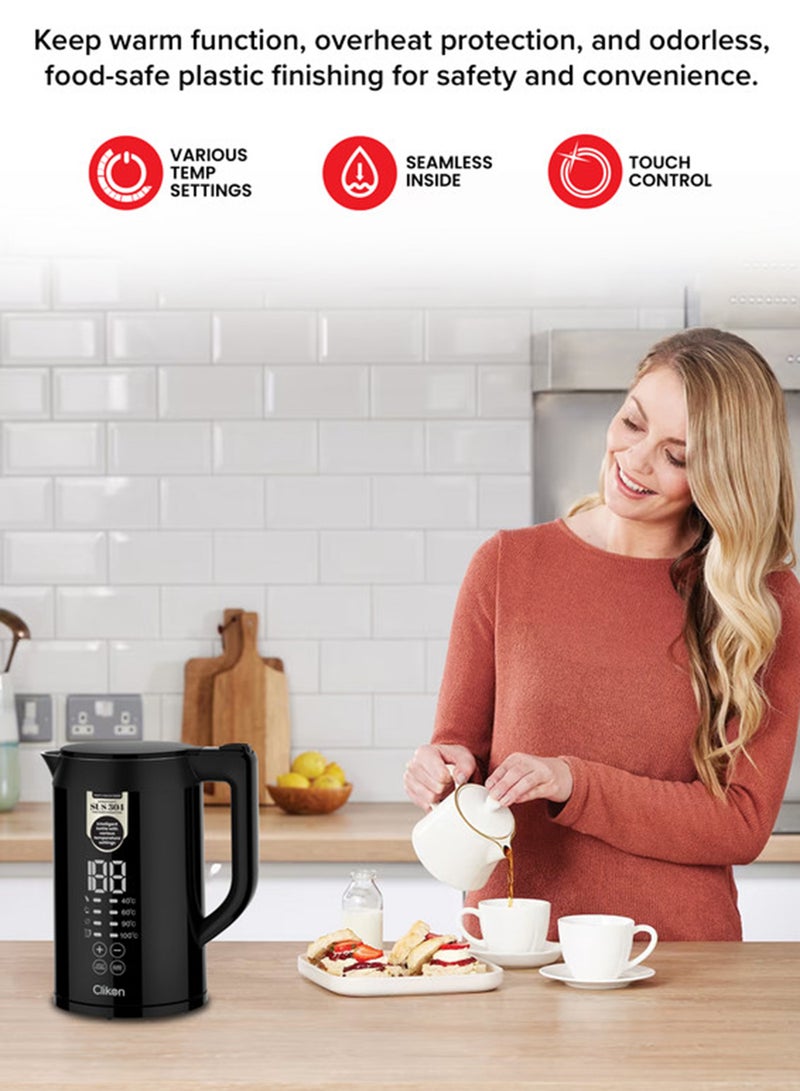 Clikon 1.5L Premium Electric Kettle with Digital Temperature Display, Fast Boil & Keep Warm Function 1.5 L 2200 W CK5148 Black - Image 5