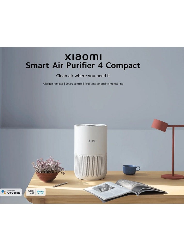Xiaomi - Smart Air Purifier 4 Compact | High-Efficiency HEPA Filter | 99.97% Particle Removal | Ultra-Quiet Sleep Mode | Smart Control via Mi Home App | Real-Time Air Quality Monitoring | Energy Efficient BHR5860EU White - Image 1
