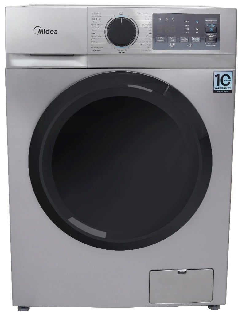 مديا Washing Machine 7kg Front Load Inverter Motor Steam Function & Drum Cleaning Indicator MFN09W70B/S 7 kg MFN09W70B/S Silver  - Image 1
