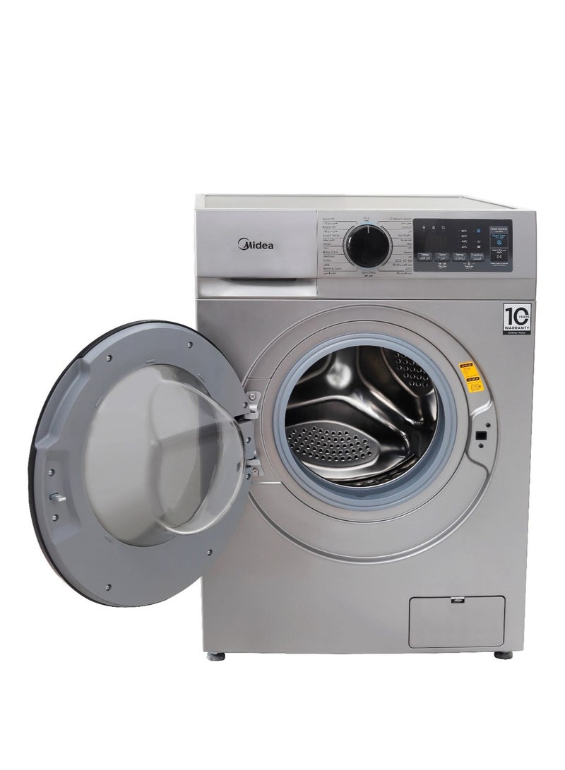 مديا Washing Machine 7kg Front Load Inverter Motor Steam Function & Drum Cleaning Indicator MFN09W70B/S 7 kg MFN09W70B/S Silver  - Image 2