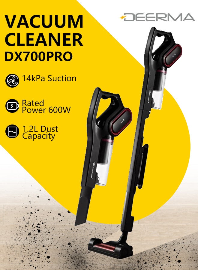 Deerma Vacuum Cleaner 2-In-1 Handheld Vacuum Cleaner, Large Capacity Dust Box Low Noise 3-Layer Filtration System, Long Battery Life - 650 W DX700PRO Grey  - Image 1